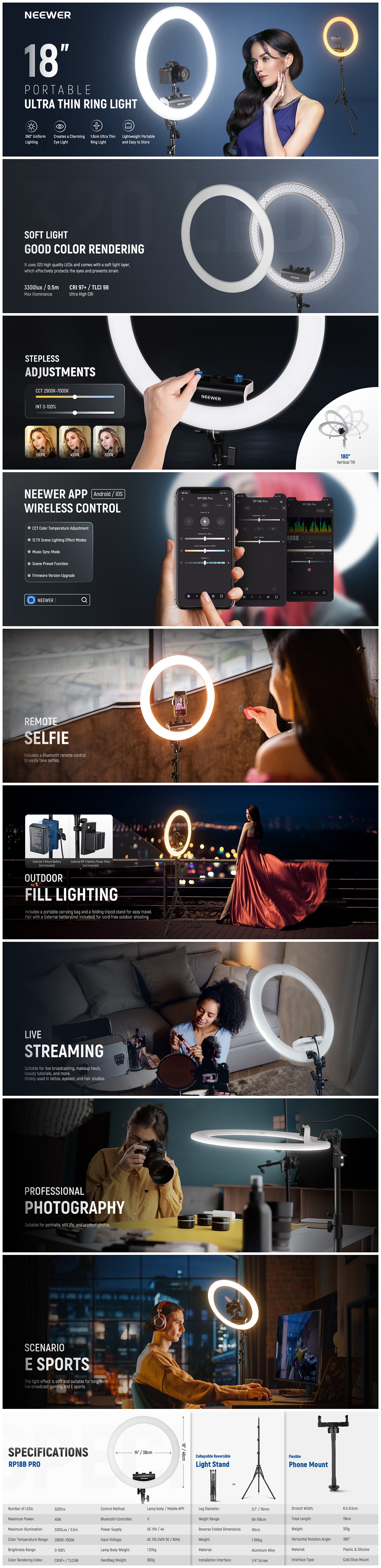 AFI R11 11-inch selfie ring light with wireless remote control, adjust –  KINGJOY